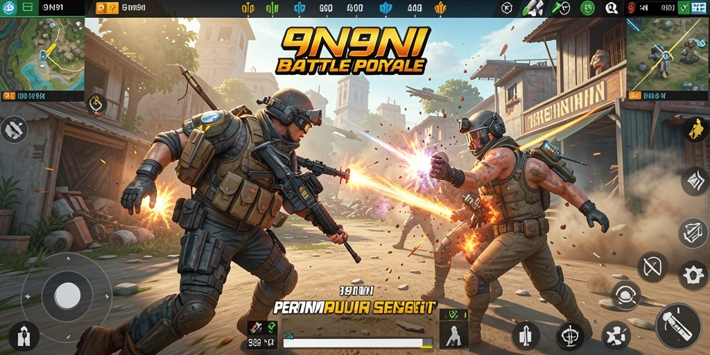 Tangkapan layar gameplay 9N9N yang menampilkan aksi pertempuran Battle Royale.