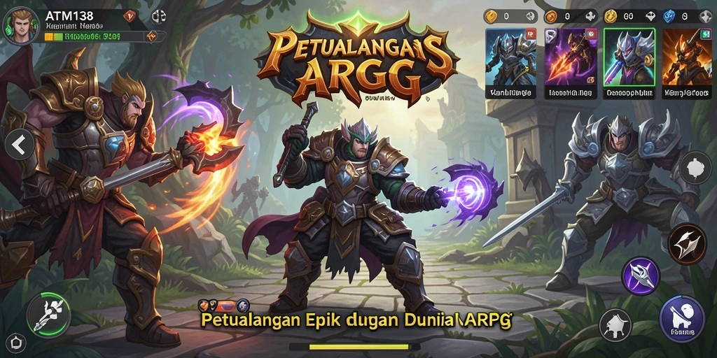 Screenshot gameplay ATM138 menampilkan pertarungan seru dalam dunia ARPG.
