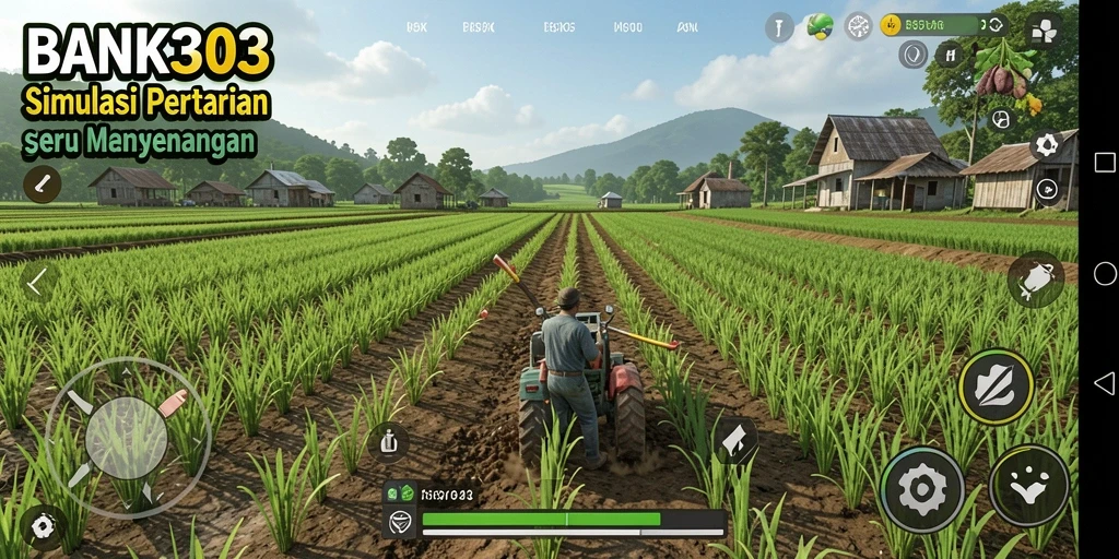 Tampilan gameplay BANK303 yang menampilkan aktivitas bertani yang seru.