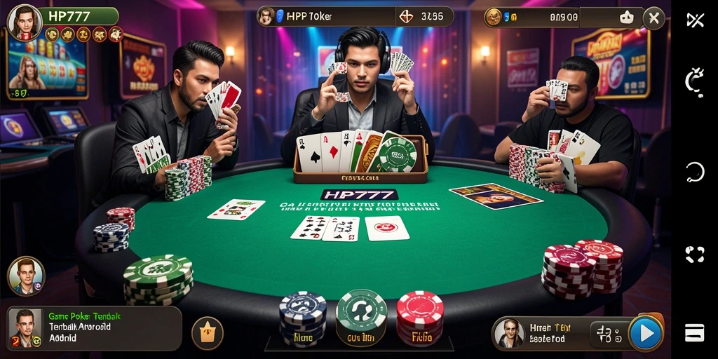 Tampilan gameplay Poker yang mendebarkan di HP777.