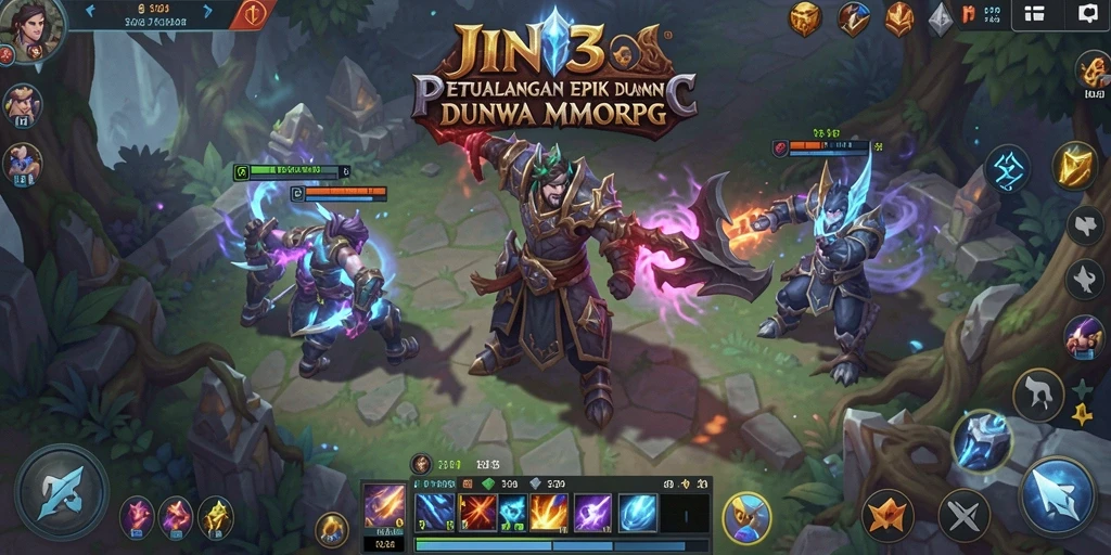 Tampilan gameplay menarik dari JIN33 saat berpetualang di dunia MMORPG.