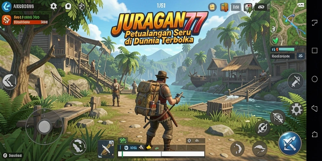 Tampilan gameplay JURAGAN77 di dunia terbuka yang luas dan interaktif.