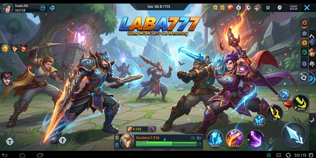 Tampilan gameplay seru di LABA777 dengan aksi MOBA yang mendebarkan.