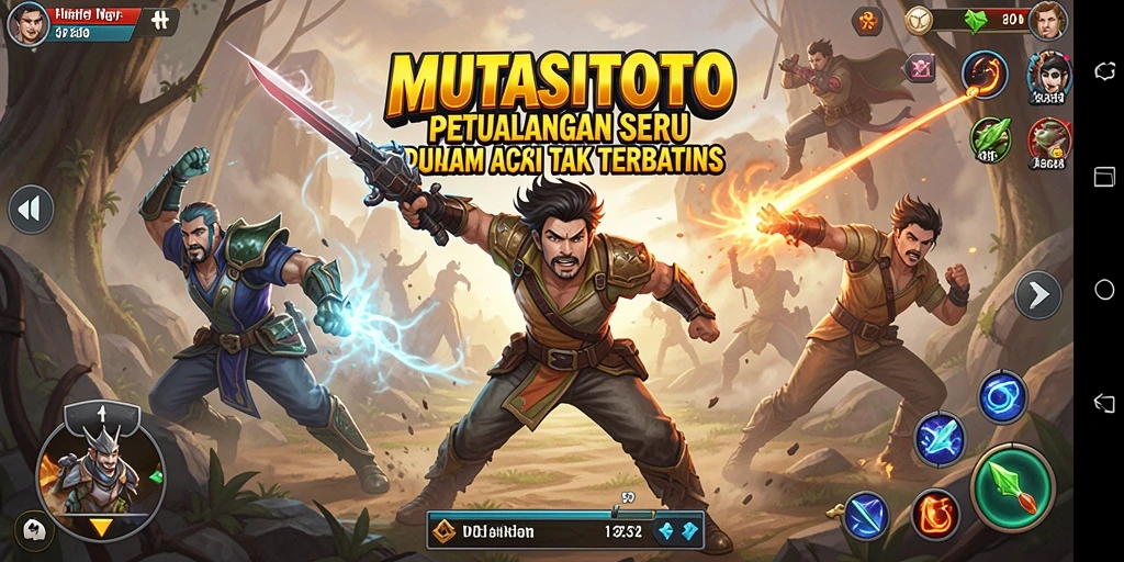 Tampilan aksi menarik dari gameplay MUTASITOTO menunjukkan pertarungan sengit antar karakter.