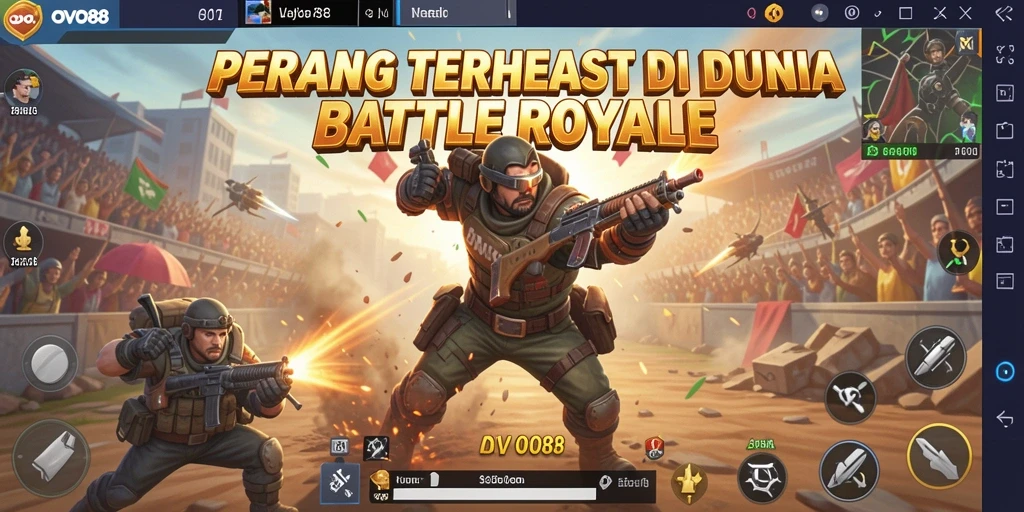 Tampilan permainan OVO88 dengan aksi Battle Royale yang mendebarkan.