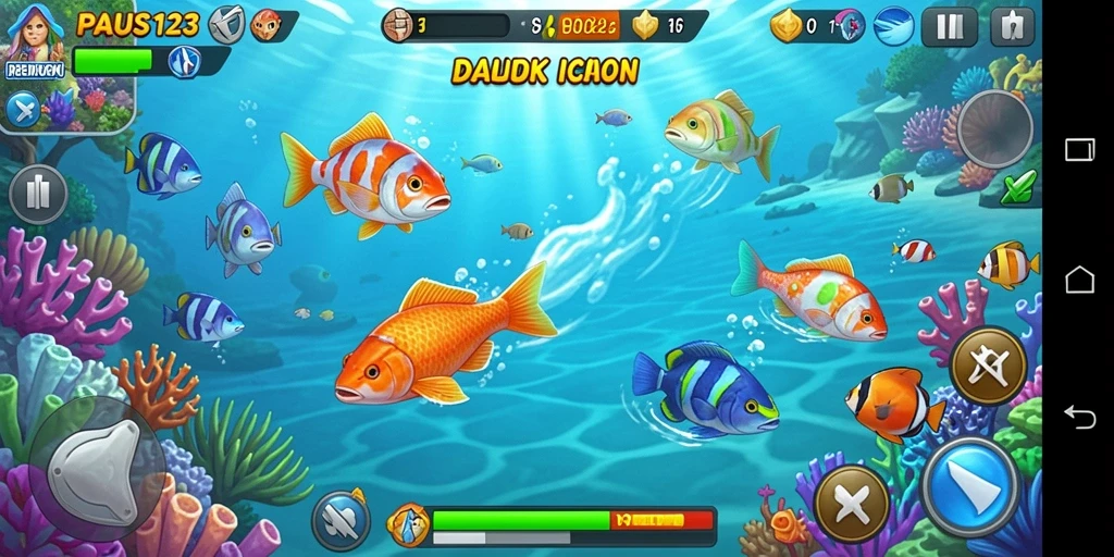 Screenshot gameplay PAUS123 menampilkan aksi menembak ikan yang mendebarkan.