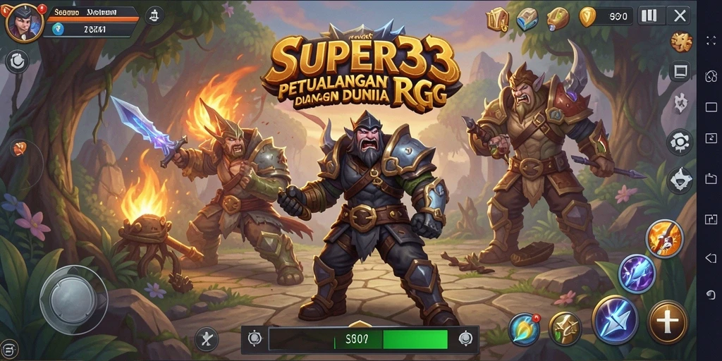 Screenshot gameplay SUPER33 menunjukkan aksi pertarungan yang intens dalam dunia RPG.
