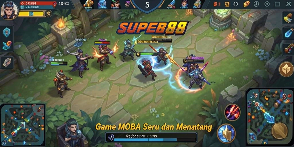 Tampilan menakjubkan dari gameplay SUPER88 dalam pertempuran MOBA.